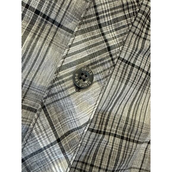 Orvis Men’s XXL Button Down Short Sleeve Gray & White Plaid Shirt EUC - Picture 3 of 7